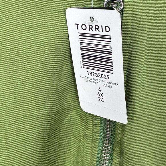 Torrid Green Twill Dolman Zip-Front Anorak Jacket Plus Lightweight Size 4 NWT - Picture 5 of 8